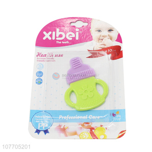 China factory bpa free feeding-bottle shape baby teether baby chew toy