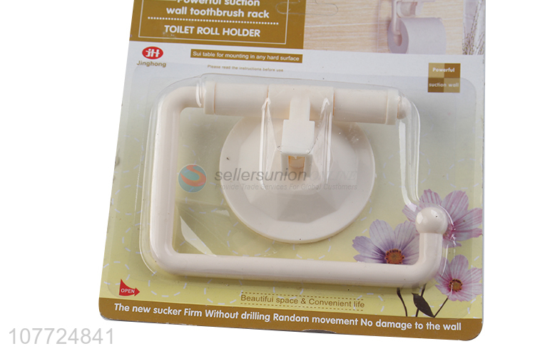 Low price no drilling vacuum suction cup plastic toilet roll holder