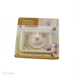 Low price no drilling vacuum suction cup plastic toilet roll holder