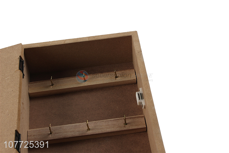 Vintage Wooden Wall Mounted Key Storage Box Key Hooks Organizers