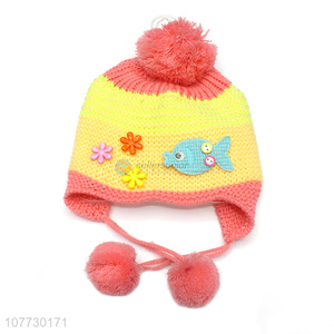 Good quality children <em>earmuff</em> hat toddler cuffed beanie with pompom