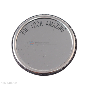 New arrival round glitter makeup mirror compact mirror pocket mirror