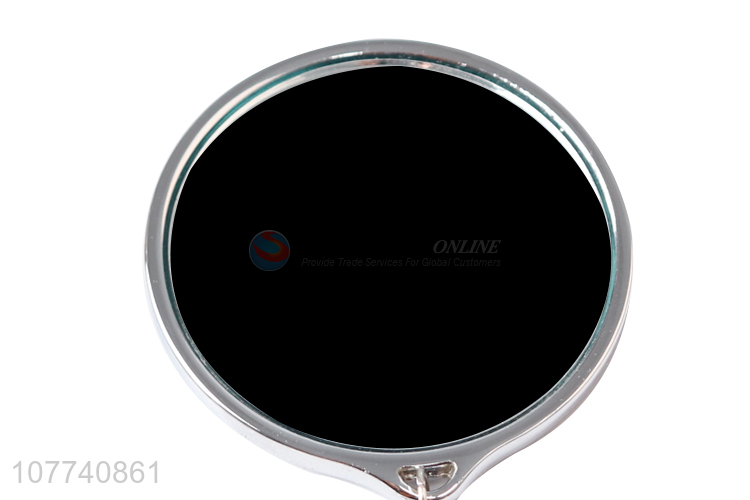 China factory portable round metal makeup mirror with pu leather pocket