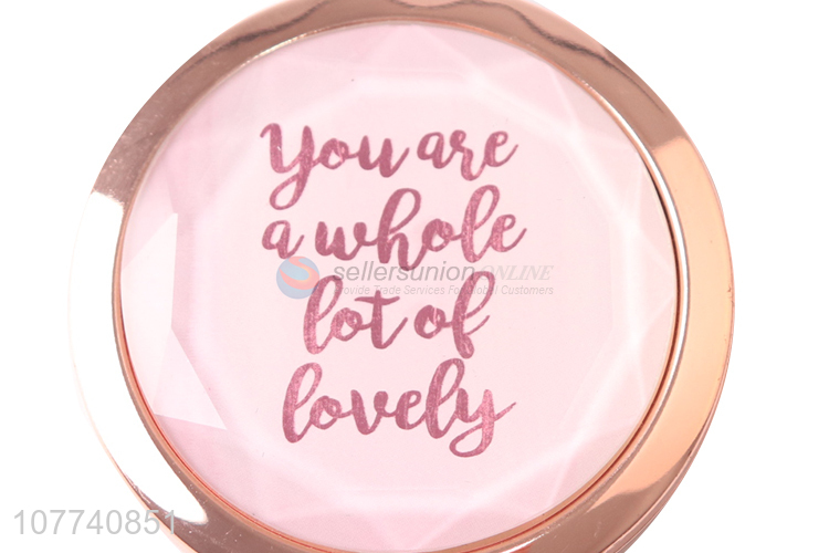 New product fashionable rose gold pocket mirror round metal makeup mirror