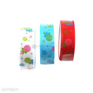 Best selling 14mm lollipop pattern grosgrain ribbon for packing