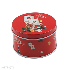 Promotional Round Christmas Decorative Packing Case Tin Can Box