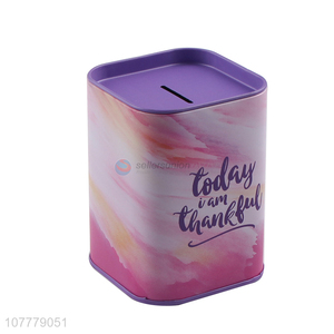Good Quality Colorful Square Tin Can Cheap Piggy Bank