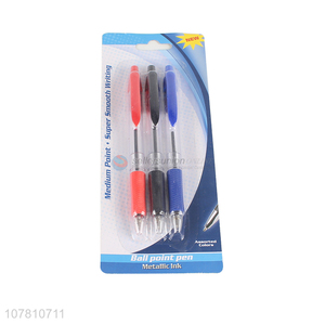 Good quality 3 colors plastic ball-point pen set for office school