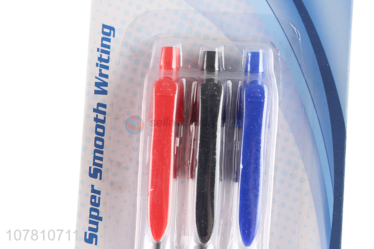 Good quality 3 colors plastic ball-point pen set for office school