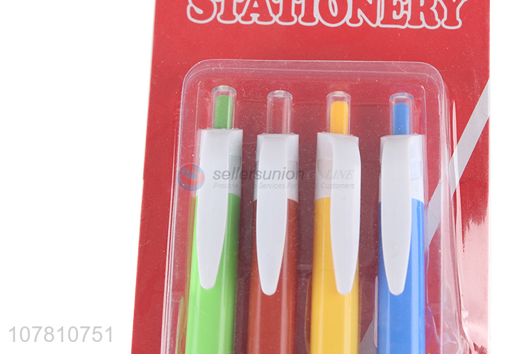 Hot products stationery 4 pieces plastic ball-point pen