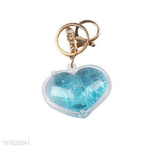 Creative design heart shape quicksand keychain for sale