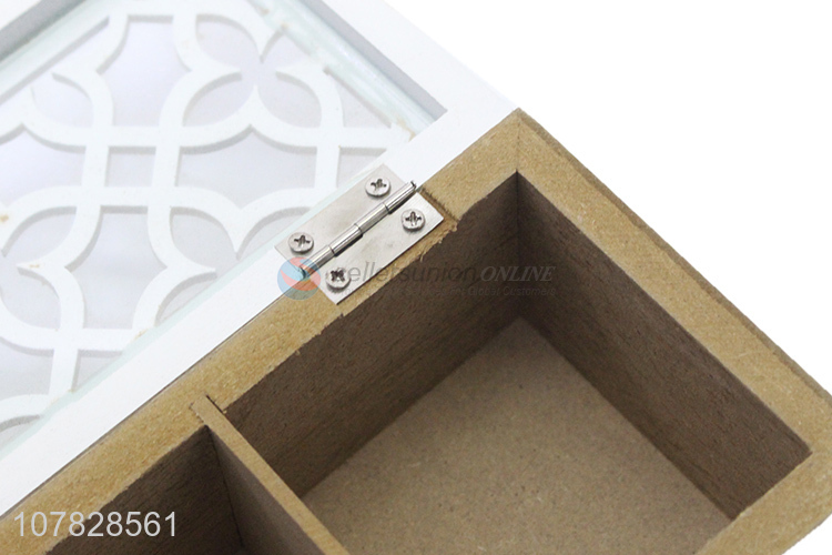 Hot sale home decoration fancy design laser cut wooden tea gift box