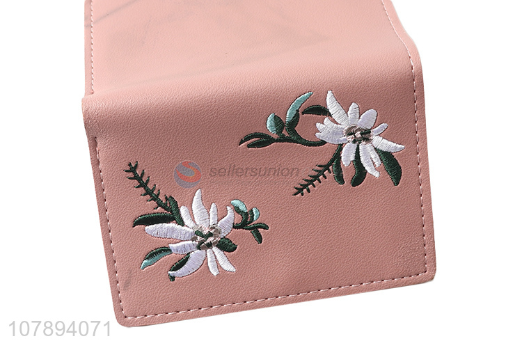 Best selling pink women purse wallet with flower pattern