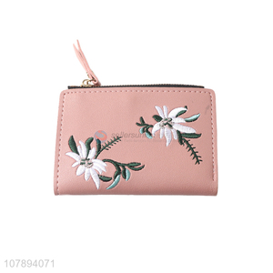Best selling pink <em>women</em> <em>purse</em> wallet with flower pattern