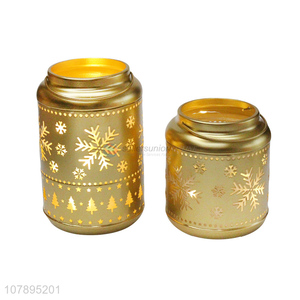 Hot sale gold led lighting Christmas storage jar Xmas candle holder
