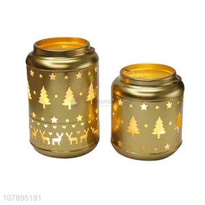 Wholesale popular gold led Christmas wax candle jar Christmas candle holder
