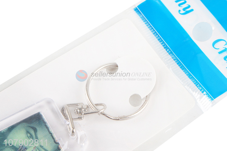 Best Quality Rectangle Acrylic Tag Keychain Cheap Key Ring