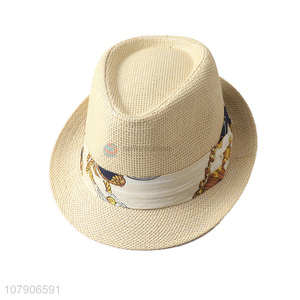 China manufacturer trendy European holiday straw hat fedora panama jazz hat