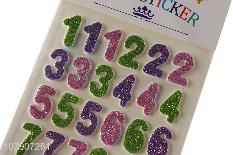 Yiwu wholesale multicolor digital glitter stickers for children