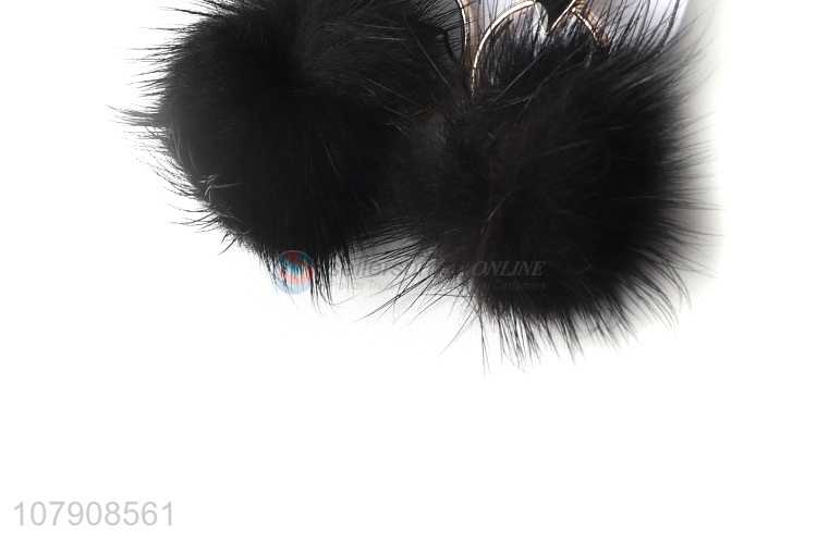 Most popular black fuzzy ball earrings for lady jewelry
