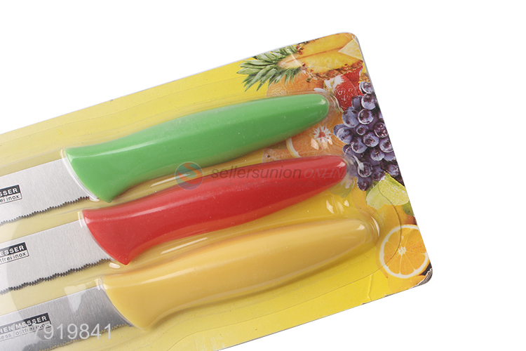 Best Quality 3 Pieces Plastic Handle Fruit Knife Sharp Knife