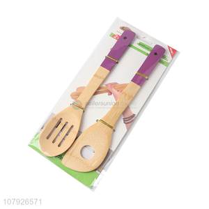 New arrival kitchen wares biodegradable rubber handle bamboo cooking tool set
