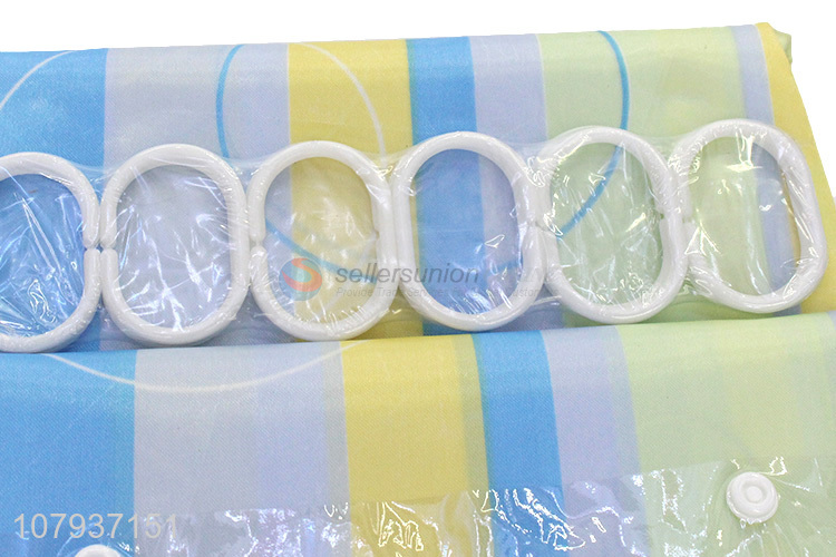 Best Quality Colorful Striped Pattern Opaque Fabric Shower Curtain