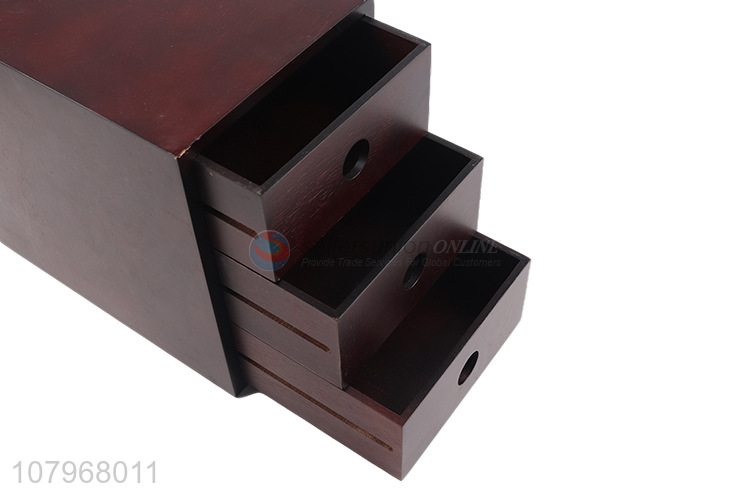 Yiwu market wooden three-layer drawer cabinet household locker