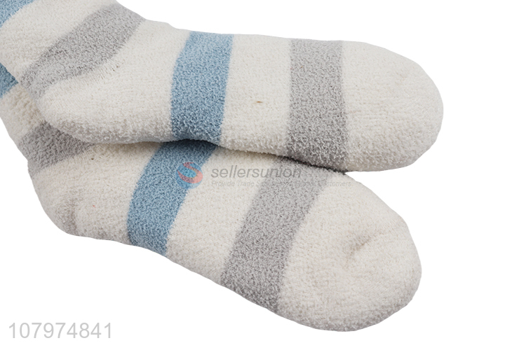 New hot sale striped thickened women home socks ladies floor socks