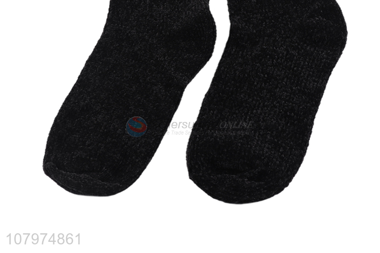 Factory wholesale solid color women chenille socks ladies thermal socks