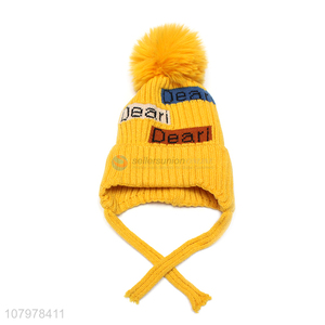 Low price children winter knitted <em>earmuff</em> hat fleece lined outdoor hat