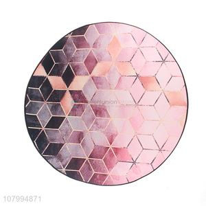New Products Pink Round Carpet Geometric Printed Floor Mat