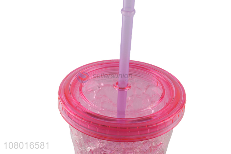 China factory cute plastic straw cup gel freezer tumbler for cold drinks