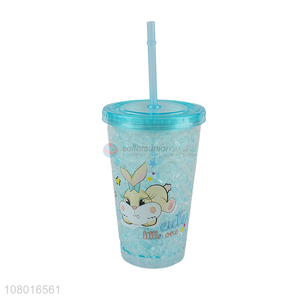 China supplier reusable gel freezer mug cartoon plastic drinking cups