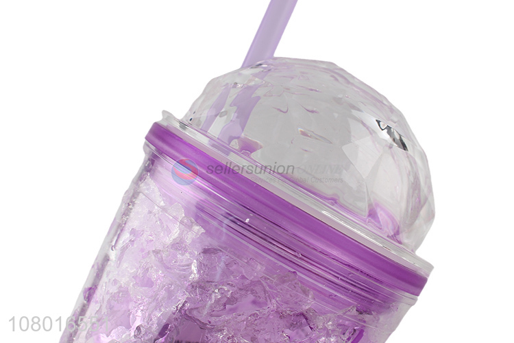 Top product summer double wall straw cup plastic freezer tumbler wholesale
