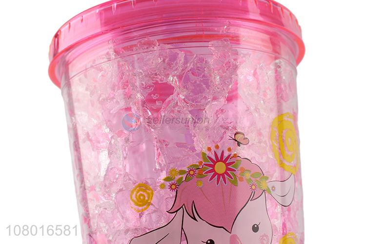China factory cute plastic straw cup gel freezer tumbler for cold drinks
