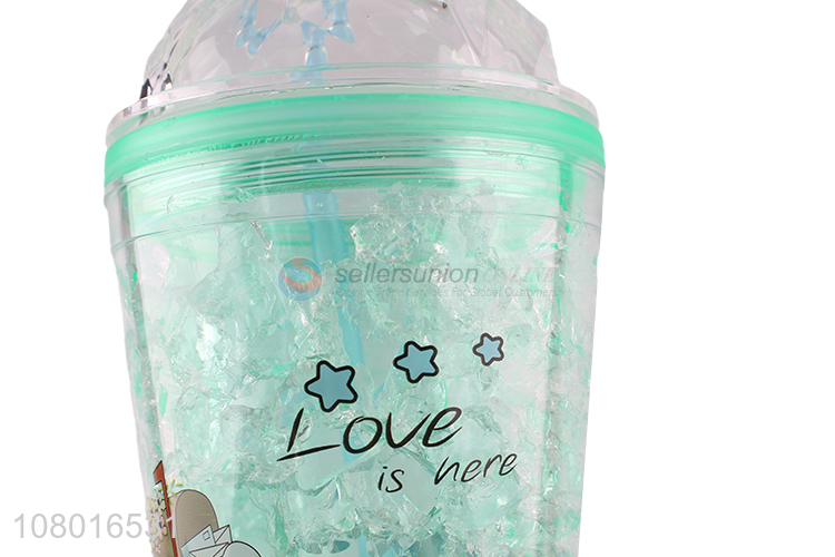 Latest imports creative gel freezer mug double-waled tumbler with straw