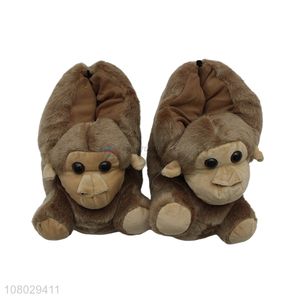 New arrival women slippers cute 3D stuffed monkey slipper indoor slippers