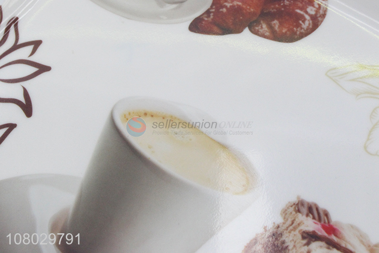 Latest imports custom printed rectangular melamine serving tray for cafe