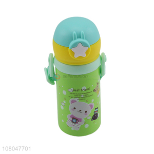 Top selling cute children stainless steel straw water bottle
