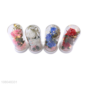 Yiwu market wholesale multicolor rose flower lantern <em>glass</em> <em>crafts</em>