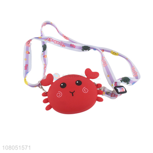 Wholesale cartoon crab silicone coin bag zipper <em>purse</em> for kids <em>women</em>