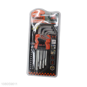 New arrival 9 pieces flat head hex key wrench set cr-v hex keys