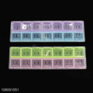 Top quality multicolor weekly pill case for travel