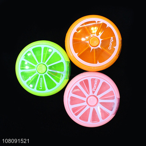 Good selling round fruit shape plastic pill case