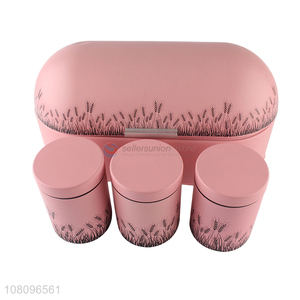 High quality bristlegrass printed metal bread box and canisters set