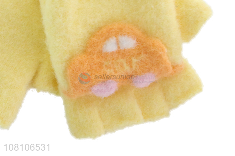 Cheap price yellow warm gloves children knitted gloves