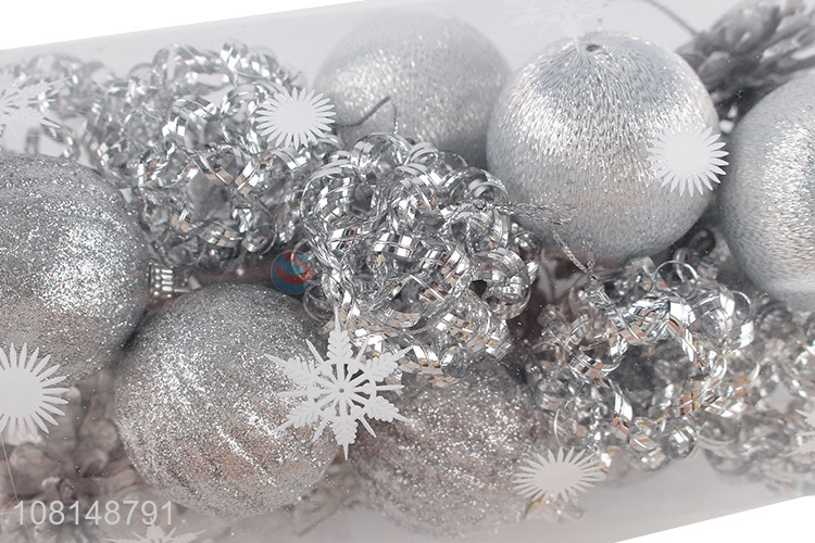 Fashion Silver Christmas Balls Christmas Hanging Ornaments Set