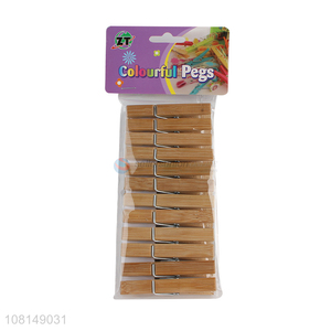 China wholesale 12pieces bamboo clothes pegs clips