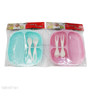 Factory wholesale baby dinner plate with fork and spoon